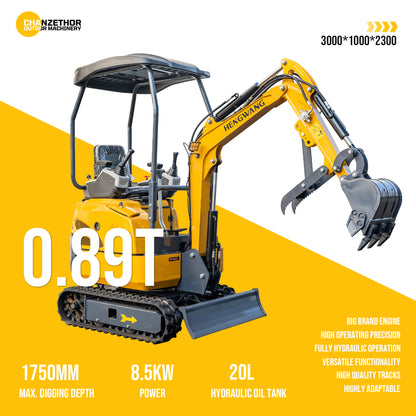 HW-13W Mini Excavator | 0.89 Ton Compact Digger | Pilot Control | EPA