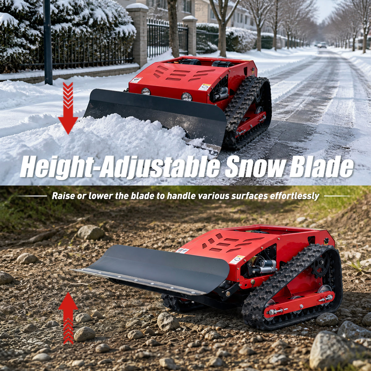 T224-55 Tracked Remote Control Mower with Detachable Snow Plow | 9HP, 45° Slope, 22" Cutting Width