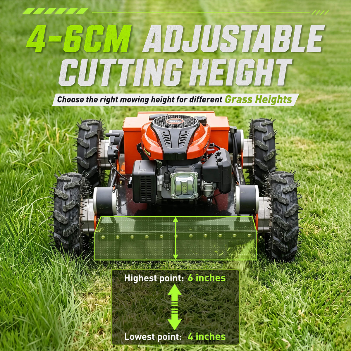WD196-55 Remote Controlled Lawn Mower | 7.5HP 4WD | 22" Cutting Width