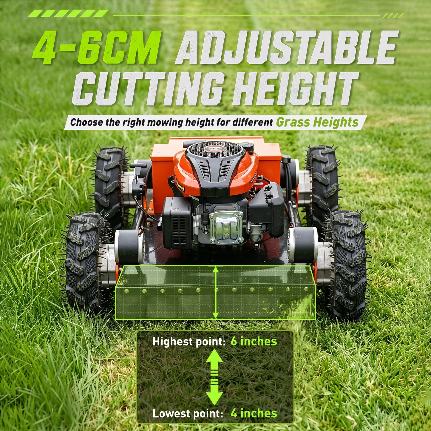 HW196-55 Remote Controlled Lawn Mower | 7.5HP 4WD | 22" Cutting Width