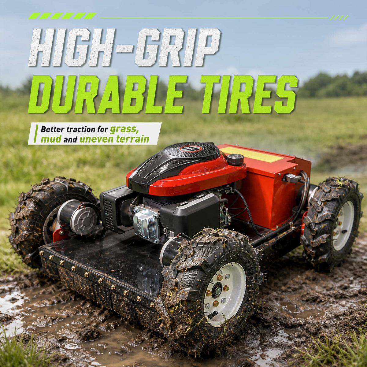 WD196-55 Remote Controlled Lawn Mower | 7.5HP 4WD | 22" Cutting Width