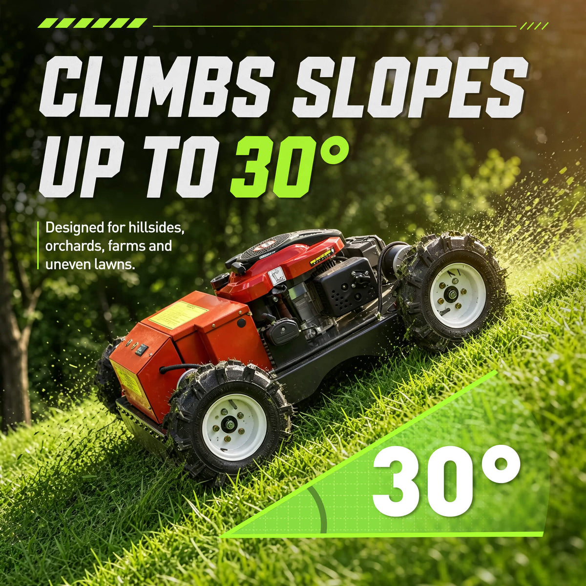 WD196-55 Remote Controlled Lawn Mower | 7.5HP 4WD | 22" Cutting Width