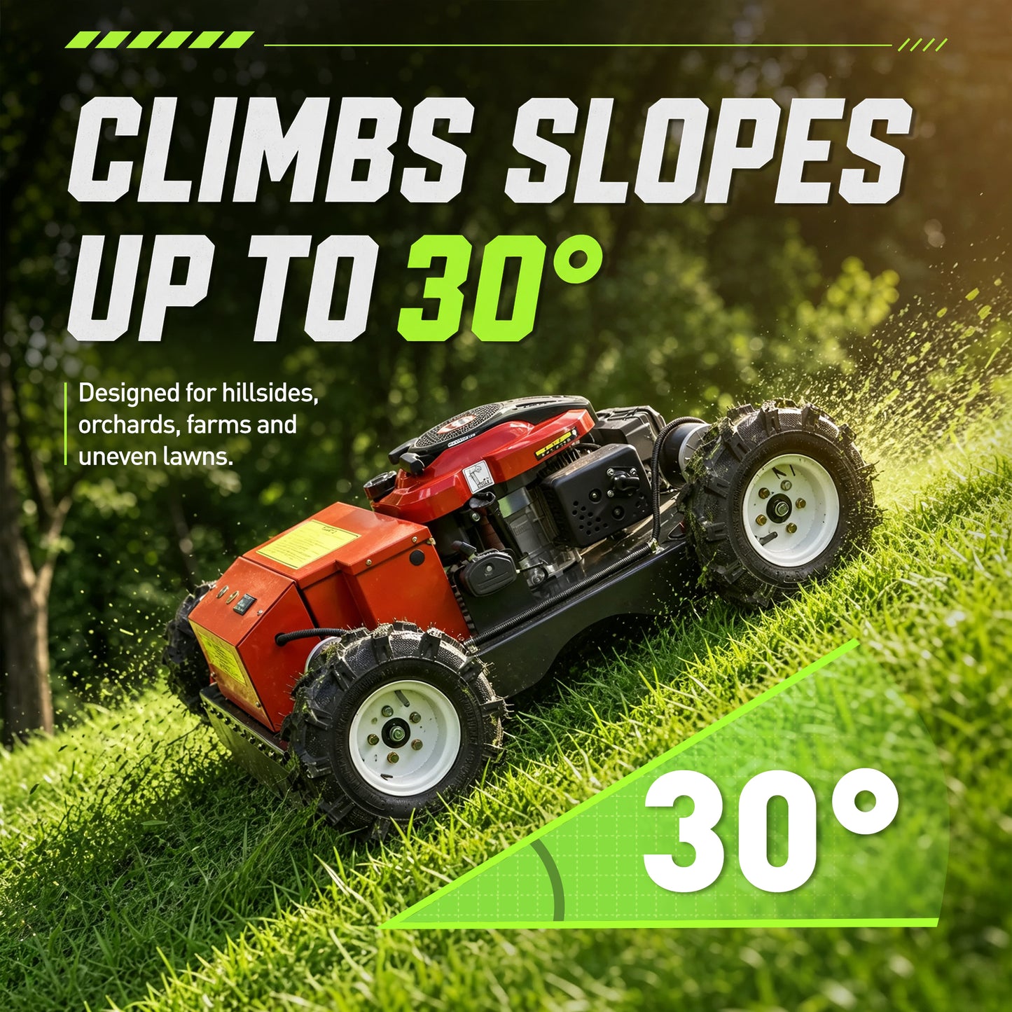 HW196-55 Remote Controlled Lawn Mower | 7.5HP 4WD | 22" Cutting Width