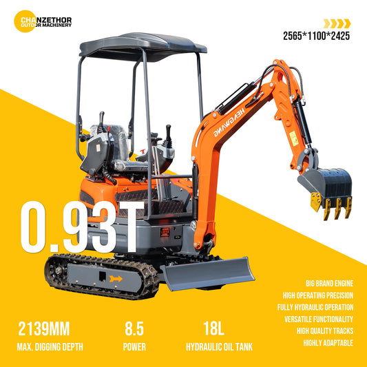CZ-16W Mini Excavator | 0.93 Ton Compact Digger | Pilot Control | Gasoline EPA